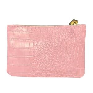 Ipsy February New Pink Crocodile Embossed make up bag 6.5x 4 zipper closure